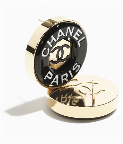 chanel classic ear studs|Stud Earrings Metal & Resin Gold & Black .